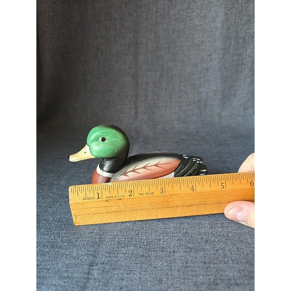 Vintage Jasco Lint Brush Mallard Duck Decoy Figurine Ceramic Mini Handpainted